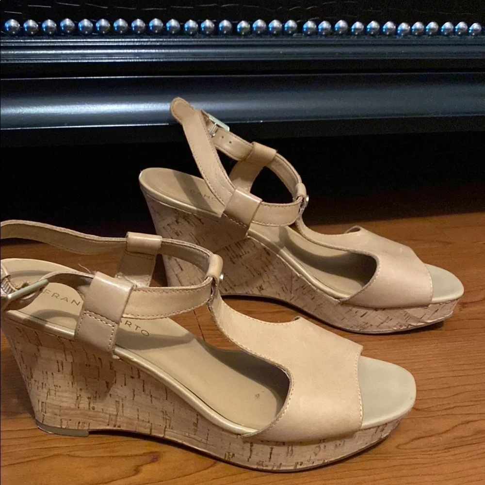 Franco Sarto Leather Espadrille Wedge Sandals